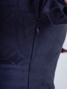 Women's Midi Dress Square Neck Black Fitted Casual Elegant Puff Sleeve Princess Perfect Fit - 黑色 - 查看 5