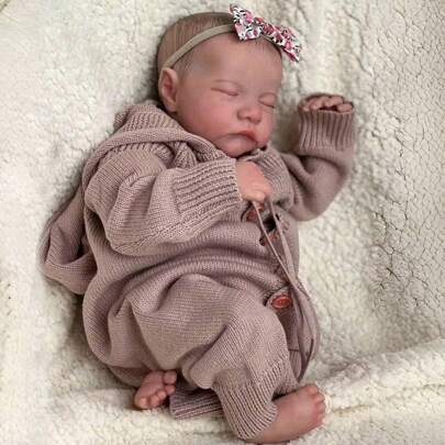 45CM 18inch Durmiendo Reborn Baby Doll Bebé Recién Nacido Realista Real Suave Cuerpo de vinilo completo con cabello pintado a mano Muñeca de alta calidad Birtgday para niños(anatomically accurate)