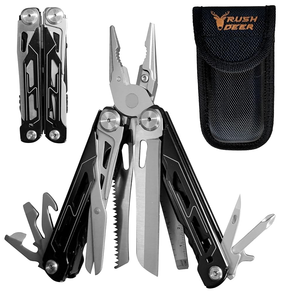 RUSH DEER Multi-Tool 18-In-1 Essential Survival Tools And Multitools Plier- Gift For Men-Versatile Camping Tool Kit-Ultimate Versatile Toolkit For DIY, Outdoor - 黑色 - 查看 1