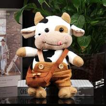 Juguete de peluche de vaca de dibujos animados de 11.8" - Relleno suave de PP, regalo de Navidad ideal - En blanco y negro - Ver 4