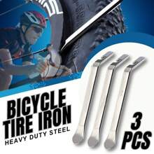 3-Piece Bicycle Tire Iron Spoon Set - Tire Repair Tool Kit With Heavy-Duty Metal Steel Bars For Changing Bike Tires - Silver - View 7