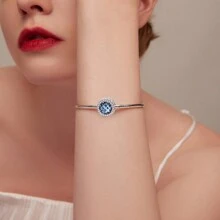 bamoer 1 PC 925 Sterling Silver Blue Traveling Airplane Charm Bead Stars Moon Pendant Fit Women DIY Bracelet Necklace Fine Jewelry - Silver - View 5