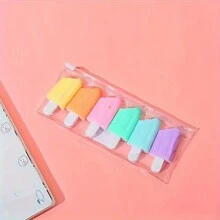 6pcs/Set Mini Ice Cream, Candy, And Waffle Cone Style Fluorescent Highlighter Pen Set, Cute Graffiti Drawing Diary Study Marker Pen With Random Packaging