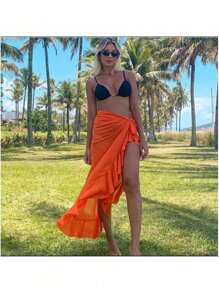 Long Beach Cover-Up Sarong Pareo - 橘色 - 查看 2