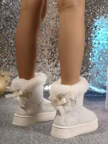 Botas de neve com solado grosso e felpudo, Lançamento de Inverno 2024, Novas e da moda, Resistentes ao frio, Forro térmico, Uso externo grosso, Antiderrapante, Quente, Plus Size, Tipo Over-Cano Médio, Botas de neve felpudas