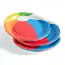 Beach Volleyball & Pool Theme Disposable Tableware Set, Includes 7/9 Inch Beach Volleyball Paper Plates, Beach Volleyball Party Decorations Suitable For Birthday Party, Picnic, Pool, Volleyball Party,Christmas - Multicolor - View 5