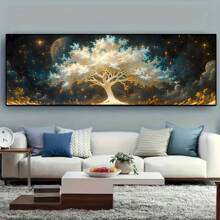 Impresión en lienzo del Árbol de la Vida extragrande - Arte de pared sin marco para decoración de sala de estar, dormitorio, cocina y baño - Diseño geométrico contemporáneo, perfecto para primavera/verano