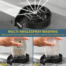 1 件装不锈钢水槽安装式洗杯器，黑色按压式洗杯器，适用于酒吧、咖啡店和茶馆 - 黑色 - 查看 2