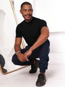 West Route Men's Skinny Jogger Sweatpants With 3 Pockets - Navy Blue - View 3