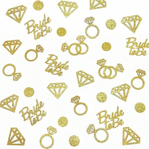 100 Stück Roségold Braut zu sein Strass Ring Herz Papier Konfetti Junggesellenabschied Hochzeitsfeier Tischdekoration Zubehör, Weihnachten