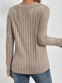 Damen elegante, lässige Bluse mit Spitzenverzierung, langärmlig in erdigen Khaki-Farben, für Frühling und Herbst - Khaki - Übersicht 2