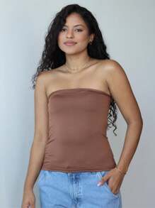 Kit 3 Women's Tube Top Strapless Suplex Blouse - 黑色 - 查看 7