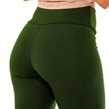 Women's Basic Fitness Cycling Shorts In Suplex Polyester - xanh quân đội - Xem 2