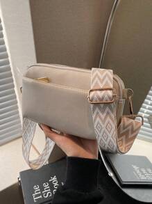 简约斜挎包、时尚 PU 单肩包、休闲手提包和手机钱包，适合女士 - 米色 - 查看 1