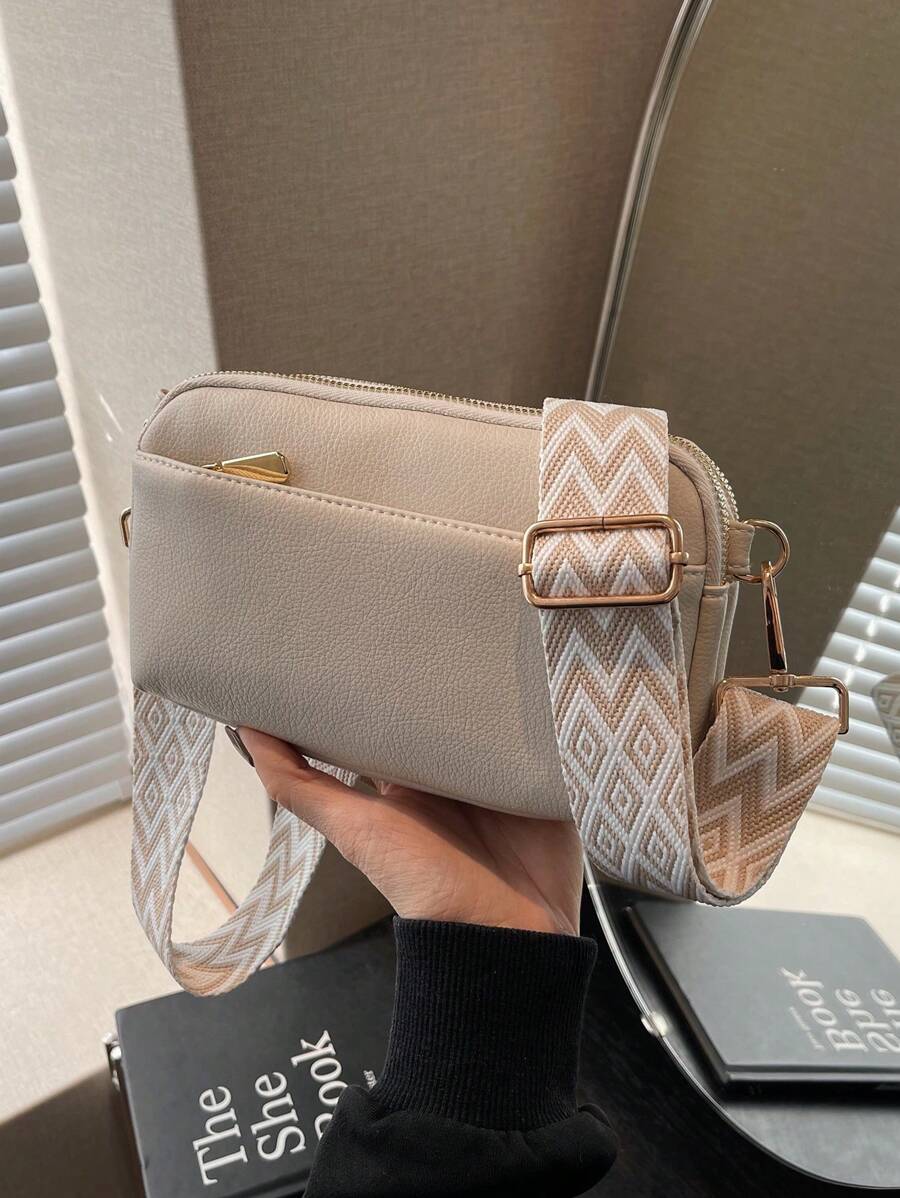 简约斜挎包、时尚 PU 单肩包、休闲手提包和手机钱包，适合女士 - 米色 - 查看 1