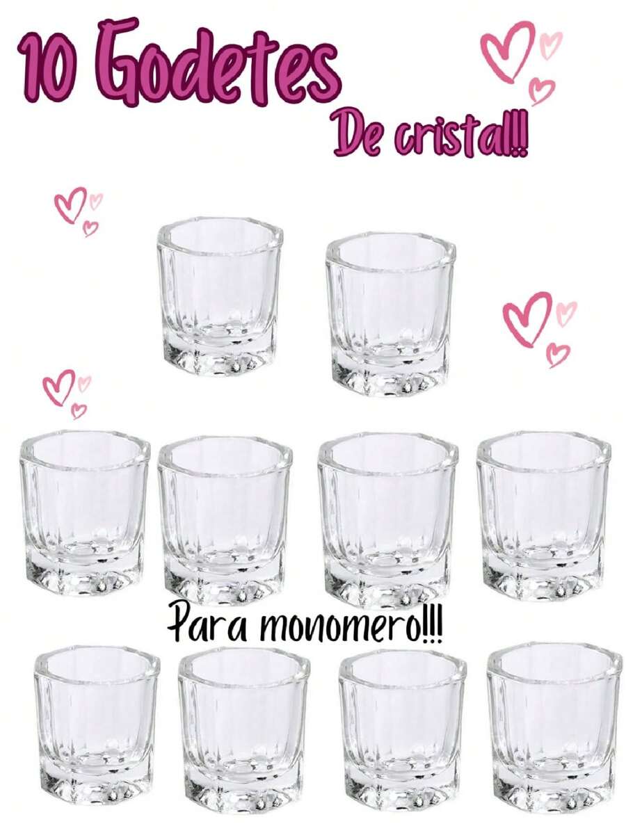 10 Pieces Godete Glass Cups For Acrylic Nails Monomero - 無色 - 查看 1