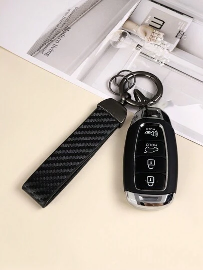 1pc Unisex Simple Gradient Color Carbon Fiber Texture Zinc Alloy Keychain Pendant For Keys And Car Keys Halloween Gift Souvenir Car Accessories Bag Charm School Cute Goth Y2k