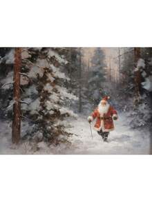 1 szt. Vintage Christmas Santa Portret Choinka Jeleń Zima Bałwan Sztuka Plakaty Płótno Malowanie Wydruki Ścienne Zdjęcia Wystrój Domu Bez Ramki, Dekoracje Świąteczne, Prezent Świąteczny