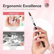 Cọ làm móng tay Acrylic chuyên nghiệp SAVILAND: Cọ làm móng tay cỡ 6,8,10 dùng để đắp bột Acrylic, cọ làm móng hình tròn màu đen có tay cầm chắc chắn, dụng cụ làm móng, khắc móng, nối dài móng cho tiệm làm móng tại nhà - màu đen - Xem 6