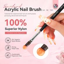 Cọ làm móng tay Acrylic chuyên nghiệp SAVILAND: Cọ làm móng tay cỡ 6,8,10 dùng để đắp bột Acrylic, cọ làm móng hình tròn màu đen có tay cầm chắc chắn, dụng cụ làm móng, khắc móng, nối dài móng cho tiệm làm móng tại nhà - màu đen - Xem 2