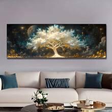 Impresión en lienzo del Árbol de la Vida extragrande - Arte de pared sin marco para decoración de sala de estar, dormitorio, cocina y baño - Diseño geométrico contemporáneo, perfecto para primavera/verano