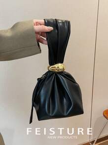 1 Stück einfarbige PU-Leder Handtasche, Ancora Design, Damen personalisierte Mini-Cloud Falten Tasche mit Metall-Reißverschluss, geeignet für den täglichen und Outdoor-Gebrauch