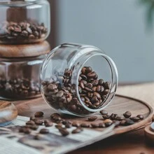 Glass Food Storage Containers With Airtight Wooden Lids, Glass Jars For Home & Office Use, Clear Glass Canisters For Tea, Coffee Beans, Nuts, Spices, Sugar, Overnight Oats, Cereal, Rice, Candy Storage
