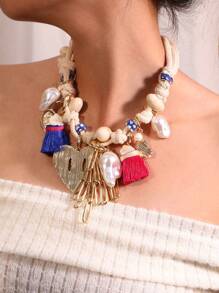 1 chiếc vòng cổ tua rua nhiều màu phong cách Bohemian phù hợp cho tiệc tùng và đeo hàng ngày của phụ nữ - Nhiều màu - Xem 6