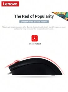 Lenovo M120 Pro Mouse For Laptop, Universal Accessory With USB Cable, For Office, Gaming, PC - Black - View 3