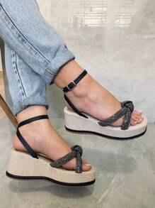 WOMEN'S WEDDING SANDAL WITH TIE-UP HEEL Fashion For Spring And Summer - 黑色 - 查看 1