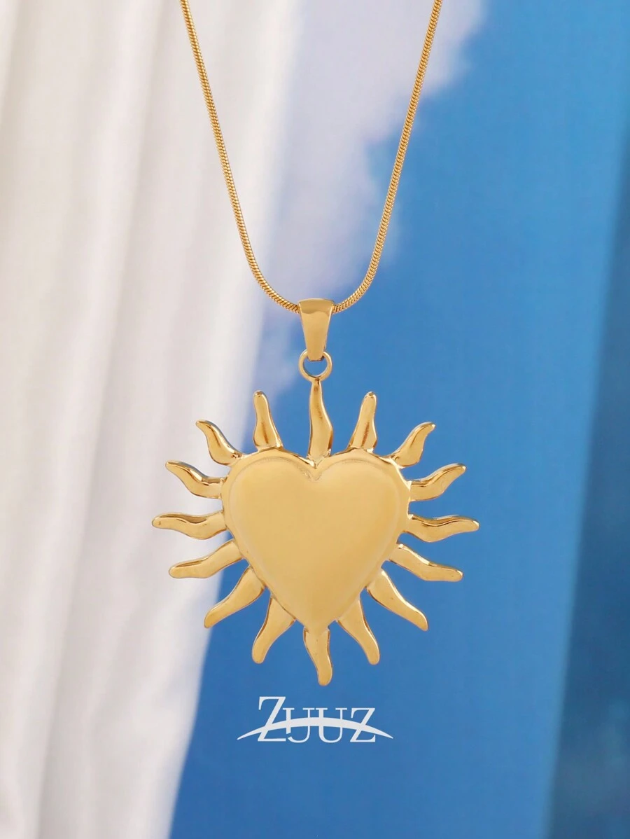 1 Stück modische Halskette mit großem Herzanhänger aus Edelstahl für Frauen, 18 Karat vergoldet, Choker-Halskette, Schmuckgeschenk