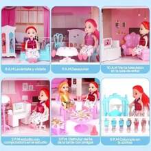 Dollhouse With LED Lights For Girls Dollhouse - Pink - View 4