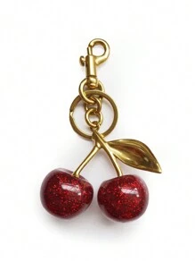 1pc Fashion Cherry Shaped Luxury Key Chain Keyring With Glitter Crystal Fruit Pendant For Women Valentine's Day Car Accessories Bag Charm School Fruit Cute Goth Y2k Bag Lanyards With Id Holder Car Accessories Bag Charms Christmas Gift Car Accessories Teacher Friend Sister Gift Ideas - Red - View 4