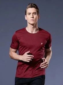 Men's Dry Fit T-Shirt Short Sleeve Drifit Gym Running CrossFit Fitness Plain Premium Polyester - Màu Đỏ Sâu - Xem 2