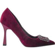Zapatilla Terciopelo Con Herraje Tacón Alto 9cm Dama Color Vino - Rojo violeta - Ver 2