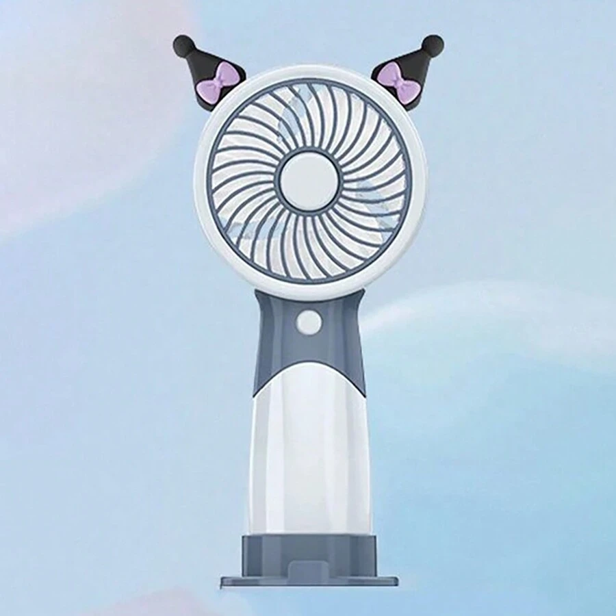 Handheld Fan Cartoon Doll Desktop Fan Portable USB Charged Mini Travel Fan - Navy Blue - View 1