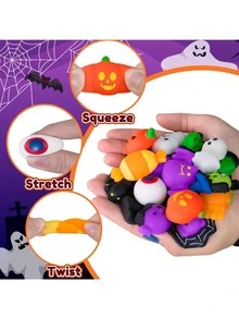 1/5/10 Pieces - TPR Halloween Bun Pinch Fun Gift, Stress Relieving Toy Super Cute Pumpkin Ghost Bun [Random Shipping]