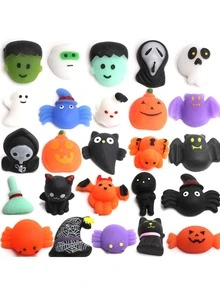 1/5/10 Pieces - TPR Halloween Bun Pinch Fun Gift, Stress Relieving Toy Super Cute Pumpkin Ghost Bun [Random Shipping]