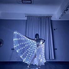 140cm Adult LED Dance Light Costume, Adult Party Glowing Costume, Performance Belly Dance Costume, Belly Dance LED Wings, Glowing Butterfly Cape, Halloween Christmas Carnival Performance Props, Stage Party