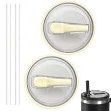 40 盎司可更换玻璃杯翻盖吸管盖，吸管盖更换件，可重复使用的玻璃杯盖，防溢防溅玻璃杯盖