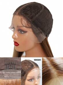 30 英寸直发 13x5x1 蜜金色高清蕾丝前假发，带婴儿头发，外观自然，适合初学者，预拔，可直接佩戴，无胶高光合成蕾丝前假发，适合女士 - 間色 - 查看 7