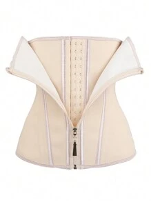1pc Waist Trainer With Zipper, High Compression Shapewear, Women Waist Cincher - Apricot - View 5