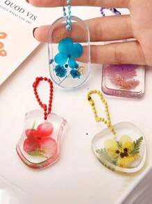 6pcs DIY Keychain Pendant Silicone Mold, Round & Rectangle Crystal Epoxy Resin Jewelry Making Casting Mold - White - View 6