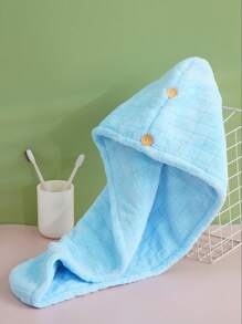 1 chiếc khăn lau tóc bằng polyester, màu trơn tối giản, mũ trùm tóc mềm mại thấm hút nhanh khô, thích hợp cho phụ nữ, lý tưởng để tẩy trang, dùng cho phòng tắm, phòng khách, sử dụng cho mọi mùa - Nhiều màu - Xem 17