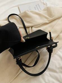 Nuevo bolso de hombro cruzado cuadrado texturizado de tejido blanco para mujer, 3 en 1 - Negro - Ver 5