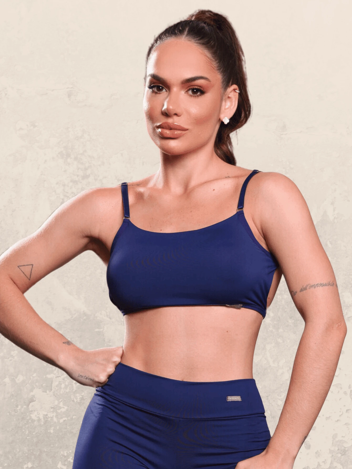 Top Clean Sport Premium Gym Bra Women's Intimate Fashion Daily Comfort Adjustable Thin Straps Sports Fitness Day To Day Physio Exercises - Màu xanh lam - Xem 1