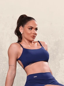 Top Clean Sport Premium Gym Bra Women's Intimate Fashion Daily Comfort Adjustable Thin Straps Sports Fitness Day To Day Physio Exercises - Màu xanh lam - Xem 4