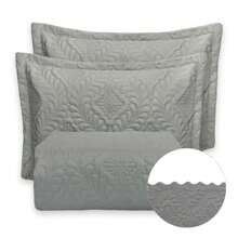 Camili Quilted Double-Sided Bedspread Bedspread Kit With Pillowcase With American Flap - 灰色 - 查看 3