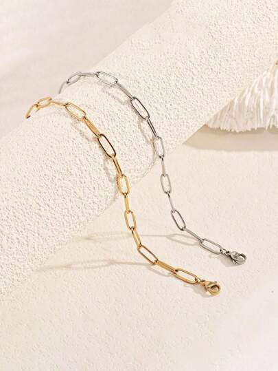 1只時尚、簡約、個性化的朋克風格矩形不銹鋼手鐲,作為節日禮物送給朋友