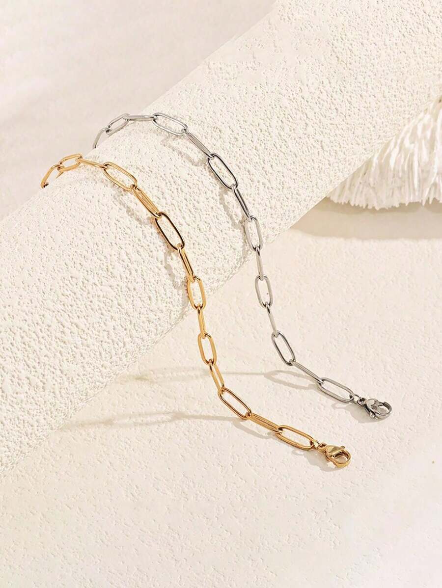 1只時尚、簡約、個性化的朋克風格矩形不銹鋼手鐲,作為節日禮物送給朋友